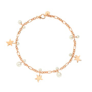 Bracciale Stellina DoDo in oro rosa 9K con 11 perle di cristallo, design elegante e simbolico.